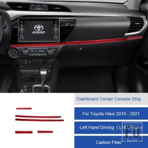 トヨタ ハイラックス 2015-2021 カーボンダッシュボードセンターコンソール装飾ストリップトリムカバー装飾ステッカー - 31B LHD