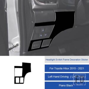 トヨタ ハイラックス 2015-2021 カーボンヘッドライトスイッチフレーム装飾ステッカートリムカバー装飾ステッカー - 17C