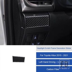 トヨタ ハイラックス 2015-2021 カーボンヘッドライトスイッチフレーム装飾ステッカートリムカバー装飾ステッカー - 18A