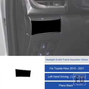 トヨタ ハイラックス 2015-2021 カーボンヘッドライトスイッチフレーム装飾ステッカートリムカバー装飾ステッカー - 18C