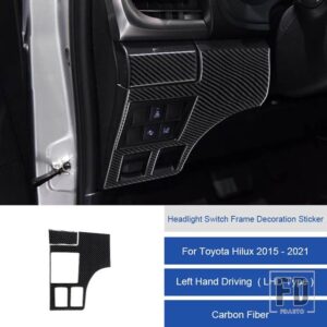 トヨタ ハイラックス 2015-2021 カーボンヘッドライトスイッチフレーム装飾ステッカートリムカバー装飾ステッカー - 16A