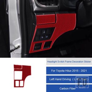 トヨタ ハイラックス 2015-2021 カーボンヘッドライトスイッチフレーム装飾ステッカートリムカバー装飾ステッカー - 16B