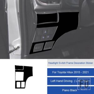 トヨタ ハイラックス 2015-2021 カーボンヘッドライトスイッチフレーム装飾ステッカートリムカバー装飾ステッカー - 16C