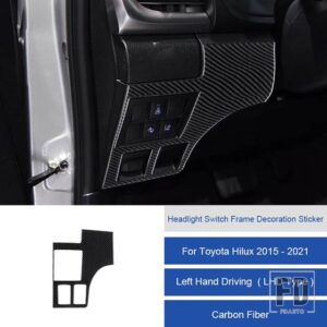 トヨタ ハイラックス 2015-2021 カーボンヘッドライトスイッチフレーム装飾ステッカートリムカバー装飾ステッカー - 17A