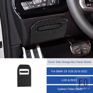 BMW Z4 G28 2019 2020 2121 2022 カーボンインテリア運転席側収納ボックスパネルステッカーフレームトリムストリップカバー - 19A