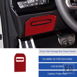 BMW Z4 G28 2019 2020 2121 2022 カーボンインテリア運転席側収納ボックスパネルステッカーフレームトリムストリップカバー - 19B