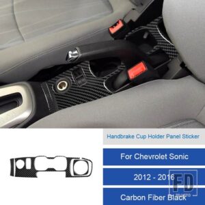 シボレー LHD ソニック 2012-16 カーボン PVC 車内ソフトトリムハンドブレーキカップホルダーパネルステッカー - 24A