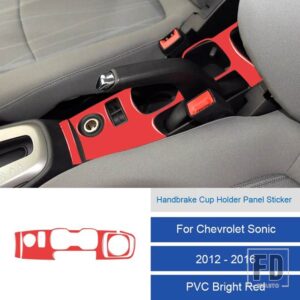 シボレー LHD ソニック 2012-16 カーボン PVC 車内ソフトトリムハンドブレーキカップホルダーパネルステッカー - 24B