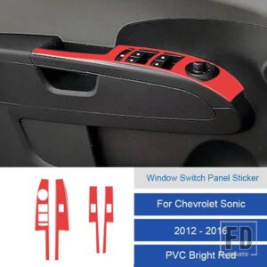 シボレー LHD ソニック 2012-16 カーボン/PVC 車内ソフトトリムウィンドウスイッチパネルステッカーカバー - 17B LHD