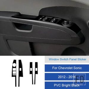 シボレー LHD ソニック 2012-16 カーボン/PVC 車内ソフトトリムウィンドウスイッチパネルステッカーカバー - 17C LHD