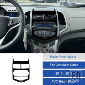 シボレー ソニック 2012-16 カーボン/PVC 車内ソフトトリムラジオパネルステッカー装飾カバー - 10C