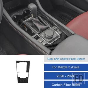 マツダ LHD 3 アクセラ 2020-24 車内ソルフカーボン/PVC ギアシフトコントロールパネルステッカートリム - 6A Left Hand Drive