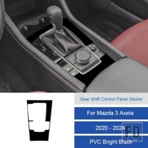 マツダ LHD 3 アクセラ 2020-24 車内ソルフカーボン/PVC ギアシフトコントロールパネルステッカートリム - 6B Left Hand Drive