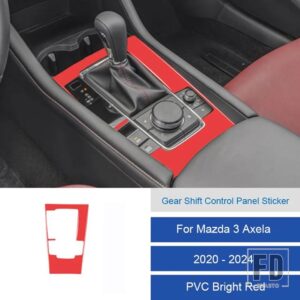 マツダ LHD 3 アクセラ 2020-24 車内ソルフカーボン/PVC ギアシフトコントロールパネルステッカートリム - 6C Left Hand Drive