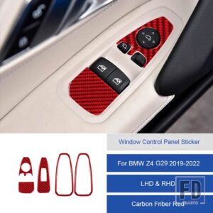 BMW Z4 G29 2019 2020 2121 2022 カーボンインテリア窓コントロールパネルステッカーフレームトリムストリップカバー - 18B