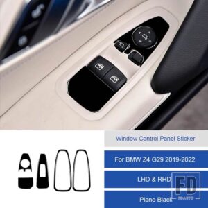 BMW Z4 G29 2019 2020 2121 2022 カーボンインテリア窓コントロールパネルステッカーフレームトリムストリップカバー - 18C