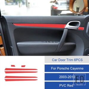 ポルシェ カイエン用 37895 カーボン/PVC ソフトドアトリムストリップステッカー - 1D Front Rear 6PCS