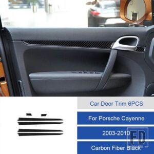 ポルシェ カイエン用 37895 カーボン/PVC ソフトドアトリムストリップステッカー - 1A Front Rear 6PCS