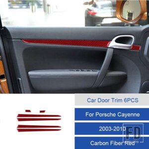ポルシェ カイエン用 37895 カーボン/PVC ソフトドアトリムストリップステッカー - 1B Front Rear 6PCS