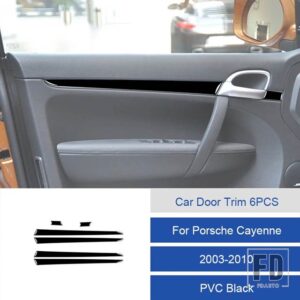 ポルシェ カイエン用 37895 カーボン/PVC ソフトドアトリムストリップステッカー - 1C Front Rear 6PCS