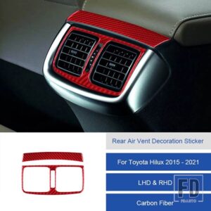 トヨタ ハイラックス 2015-2021 カーボンリアエアベントステッカートリムカバー装飾ステッカー - 29B