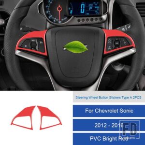 シボレー ソニック 2012-16 カーボン/PVC 車内ステアリングホイールボタンフレームトリムステッカーカバー - 3B