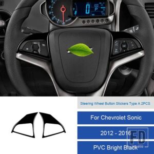 シボレー ソニック 2012-16 カーボン/PVC 車内ステアリングホイールボタンフレームトリムステッカーカバー - 3C
