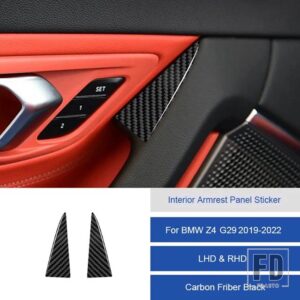 BMW Z4 G29 2019 2020 2121 2022 カーボンインテリアドアアームレスト装飾パネルステッカーフレームトリムストリップカバー - 15A