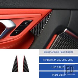 BMW Z4 G29 2019 2020 2121 2022 カーボンインテリアドアアームレスト装飾パネルステッカーフレームトリムストリップカバー - 15D