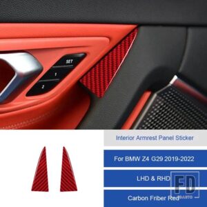BMW Z4 G29 2019 2020 2121 2022 カーボンインテリアドアアームレスト装飾パネルステッカーフレームトリムストリップカバー - 15B