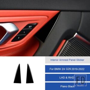 BMW Z4 G29 2019 2020 2121 2022 カーボンインテリアドアアームレスト装飾パネルステッカーフレームトリムストリップカバー - 15C