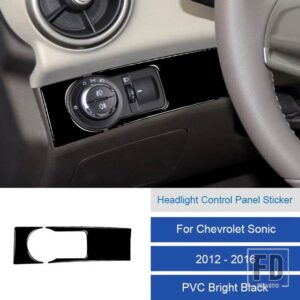 シボレー ソニック 2012-16 カーボン/PVC 車内ソフトトリムヘッドライトコントロールパネルステッカーカバー - 19C