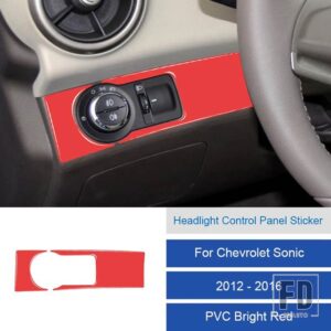 シボレー ソニック 2012-16 カーボン/PVC 車内ソフトトリムヘッドライトコントロールパネルステッカーカバー - 19B