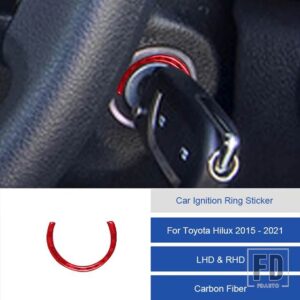 トヨタ ハイラックス 2015-2021 カーボン点火リングステッカートリムカバー装飾ステッカー - 10B