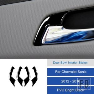 シボレー ソニック 2012-16 カーボン/PVC インテリアソフトトリムドアボウルインテリアステッカー装飾 - 18C