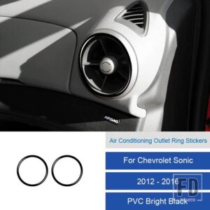 シボレー ソニック 2012-16 カーボン/PVC 車内エアベントリングソフトトリムステッカー装飾カバー - 2C