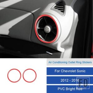 シボレー ソニック 2012-16 カーボン/PVC 車内エアベントリングソフトトリムステッカー装飾カバー - 2B