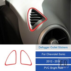 シボレー ソニック 2012-16 カーボン/PVC 車内デフロストエアベントソフトトリムステッカーカバー - 1B