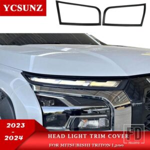 三菱 マットブラックヘッドライトトリムカバー L200 トライトン 2023 2024 ピックアップトラックアクセサリー YCSUNZ - New CARBON