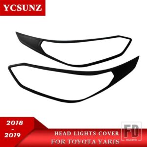 トヨタ ヘッドライトカバー ヤリスハッチバックセダン 2018 2019 アクセサリーフロントヘッドライトランプフード部品 VIOS 2019 - Black