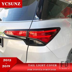 トヨタ ABS テールライトカバー フォーチュナーハイラックス SW4 2016-19 クロームブラックリアランプフードカーアクセサリー YCSUNZ - Gloss black