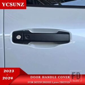 三菱 マットブラックドアハンドルカバートリム L200 トライトン 2023 2024 ピックアップトラックカーアクセサリー - Carbon Fiber