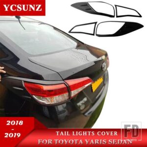トヨタ テールライトカバー ヤリスセダン 2018 2019 アクセサリーリアライトランプフード部品 ヤリス YCSUNZ - Sedan-Black-3X