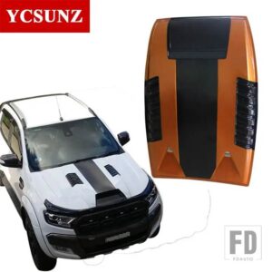フォード ABS オレンジ黒ボンネットスクープフードレンジャー WILDTRAK T6 2012 2013 2014 ピックアップトラックカーアクセサリー - black orange