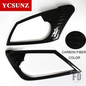いすゞ ABS ヘッドライトカバートリム MU-X MUX 2013-16 マットブラックランプフードカーアクセサリー YCSUNZ - carbon
