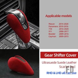 ポルシェ ULTRASUEDE トップスエードラップギアシフトノブトリムカバーマカン 95B パナメーラ 970 718 911 ボクスターケイマンアクセサリー - Scarlet Red