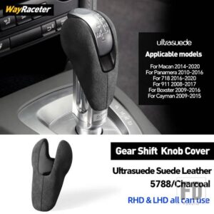 ポルシェ ULTRASUEDE スエードラップギアシフトノブトリムカバーマカン 95B ボクスターケイマン 981 987 718 911 991 997 パナメーラ 970 - Black