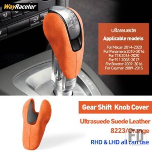 ポルシェ ULTRASUEDE スエードラップギアシフトノブトリムカバーマカン 95B ボクスターケイマン 981 987 718 911 991 997 パナメーラ 970 - Orange