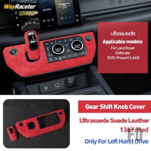 ランドローバー ULTRASUEDE スエードラップギアシフトノブカバーダッシュボード CD パネルディフェンダー 2020-24 L663 90 110 130 - Red