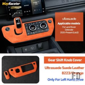 ランドローバー ULTRASUEDE スエードラップギアシフトノブカバーダッシュボード CD パネルディフェンダー 2020-24 L663 90 110 130 - Orange